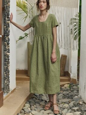 Not Perfect Linen Odesa Maxi Dress Size Medium Large in Marsala Gingham